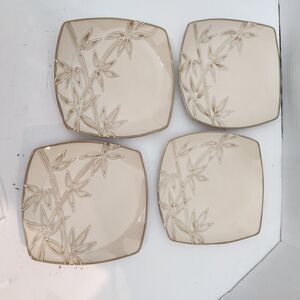 Florida Marketplace Bamboo Square Salad Plates 7.5" Ceramic Discontinued READ